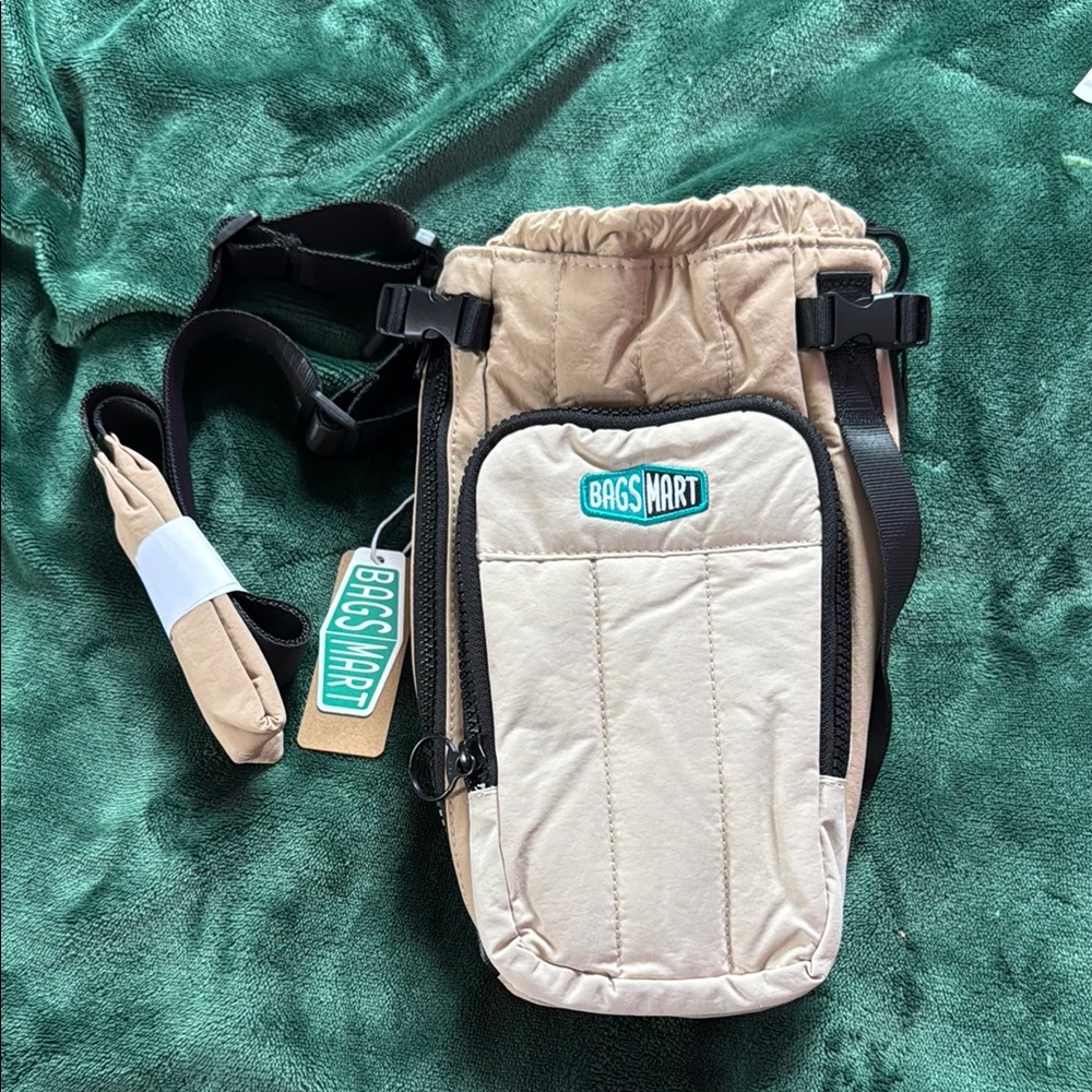 BAGSMART Beige Crossbody Bag/water bottle holder